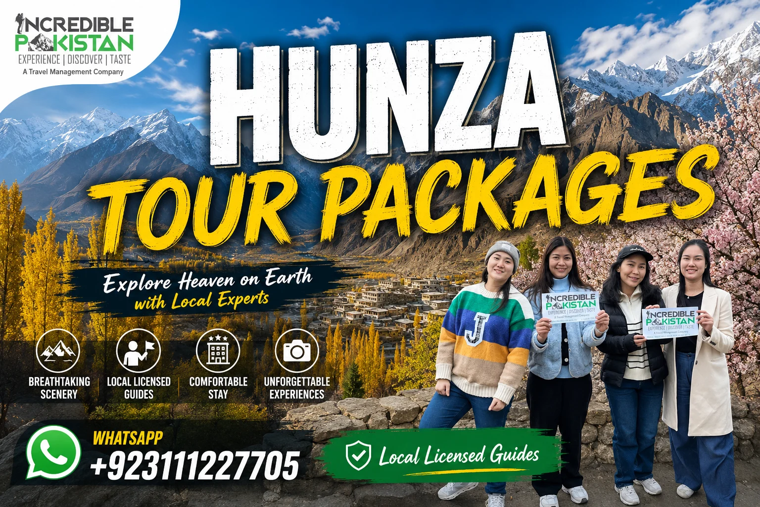 Explore Hunza Valley with Incredible Pakistan, a local licensed tour operator and local guide team. Book private, group, blossom, autumn and customized Hunza tour packages.
