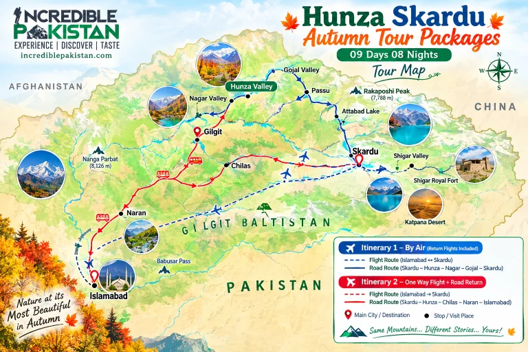 Hunza Skardu Autumn Tour Packages - Map